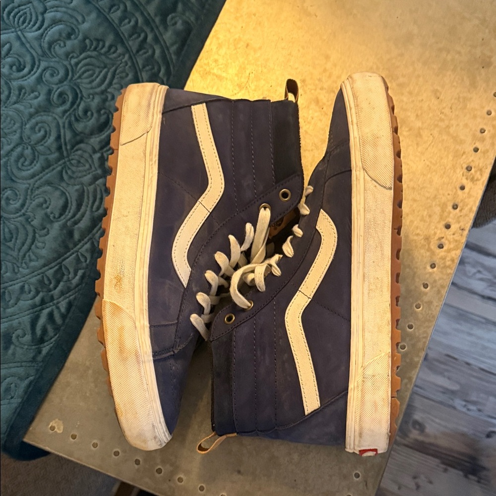 Vans Navy and White High-Top Sneakers